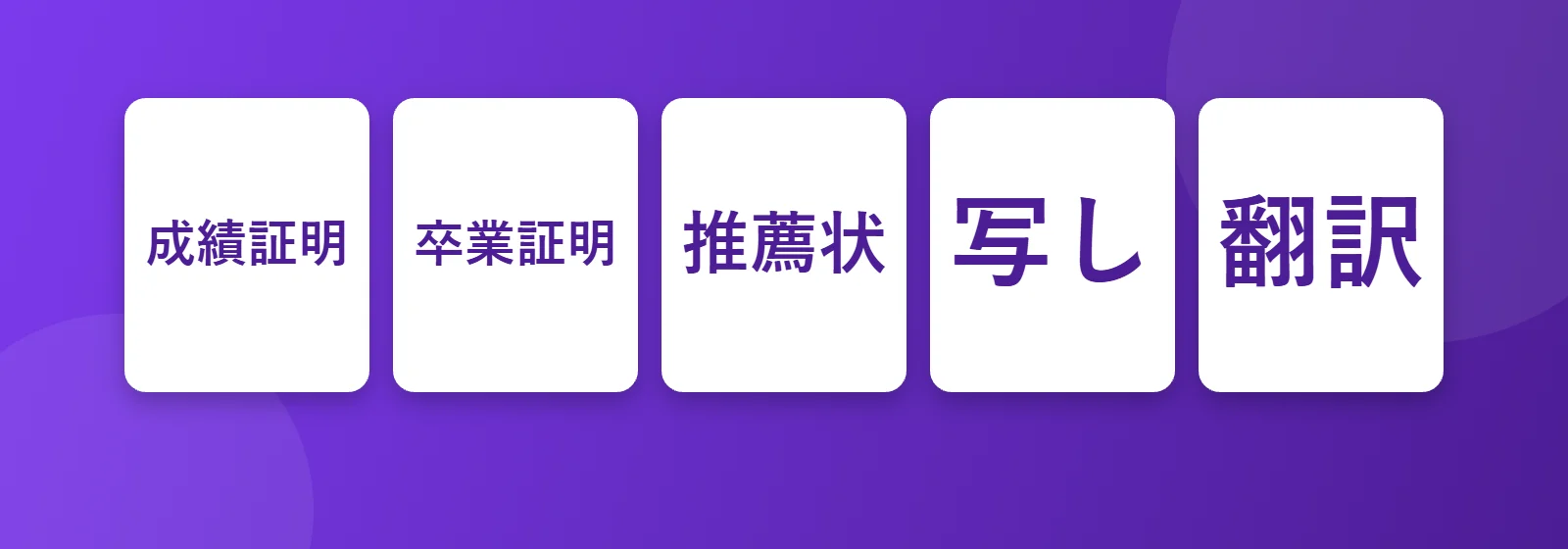 Başvuru belgeleri: 成績証明, 卒業証明, 推薦状, 翻訳