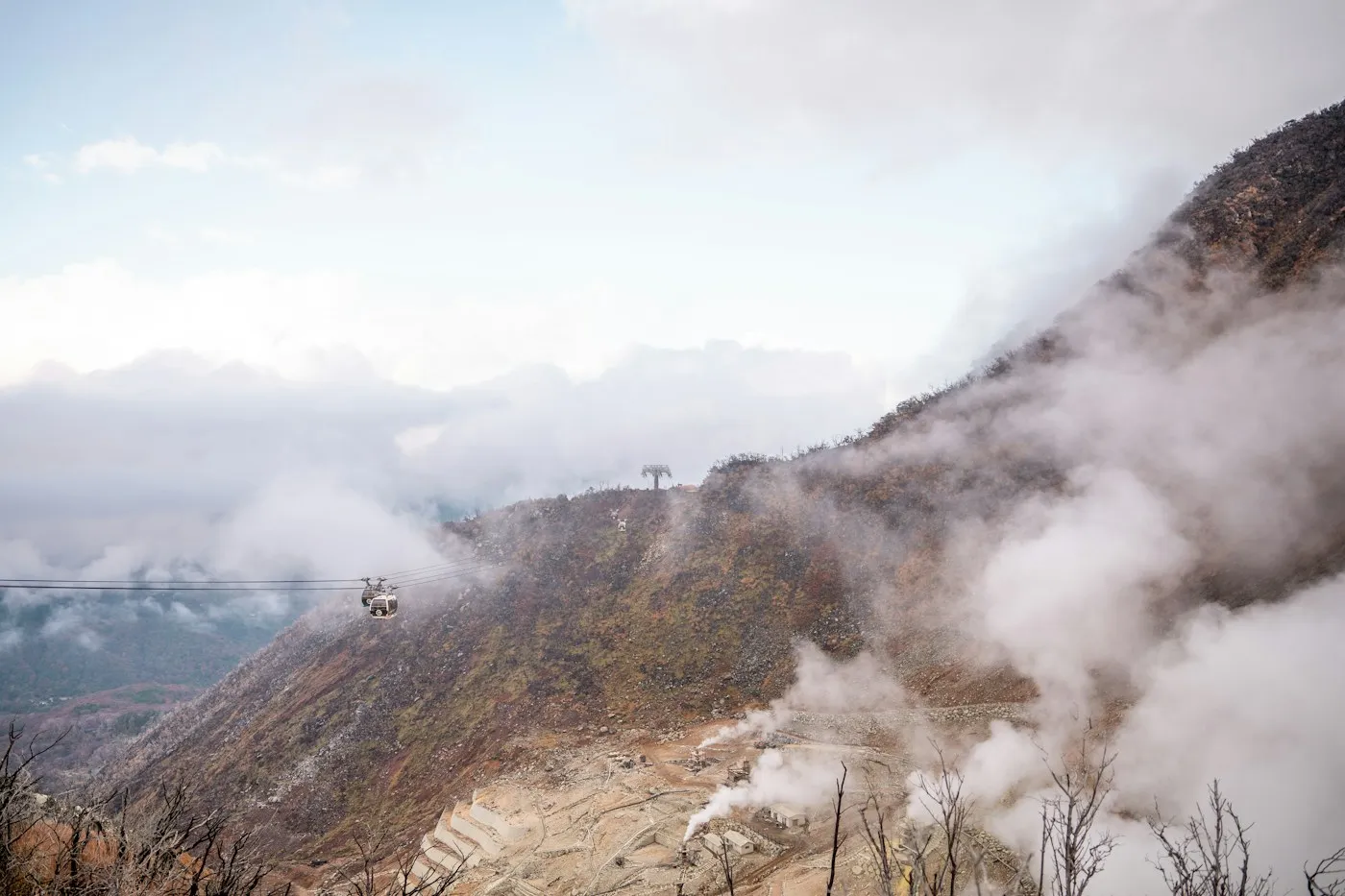 Dumanlı Owakudani vadisi ve teleferik